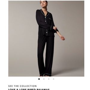 Love & Lore Piped Pajama Pant Set, Black